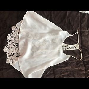 White lace back tank top